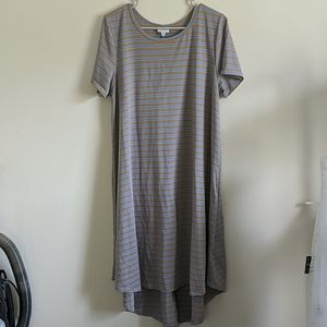LulaRoe Carly high low dress striped size XL